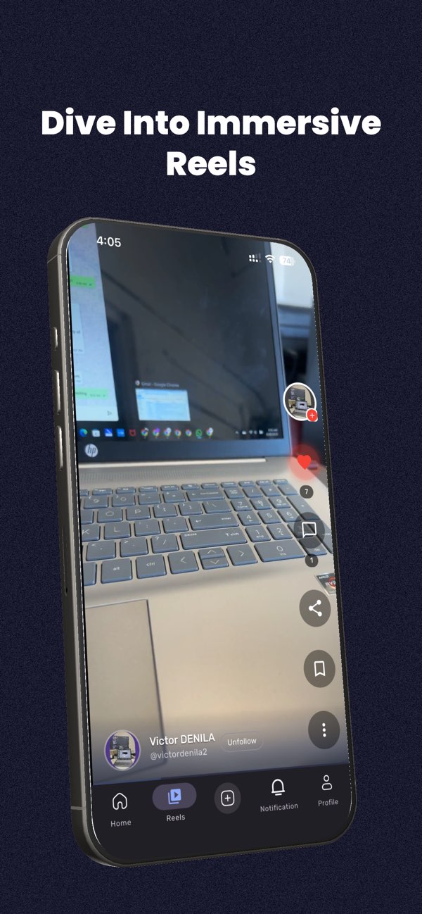 Aidols app screenshot showing an immersive reels interface with creator actions